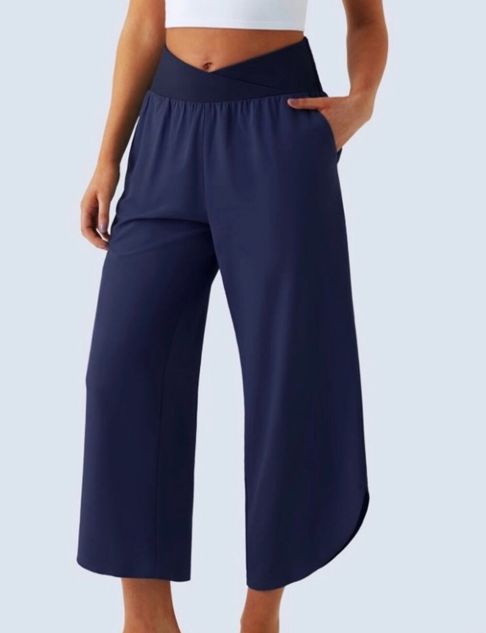 Halara Breezeful High Waisted Navy Crossover Quick Dry Resort Pants-Size S